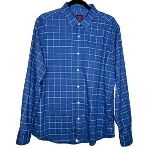 UNTUCKit Otranto Slim Fit Button Up Shirt Blue Flannel Plaid Long Sleeve Size XL